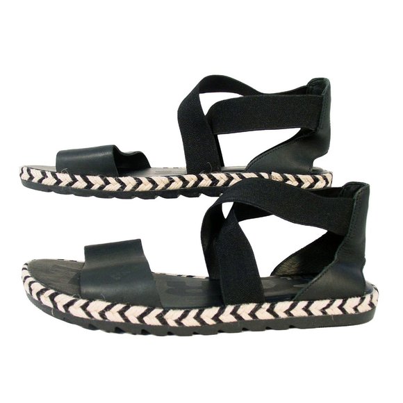 ANTHROPOLOGIE SOREL Ella II Leather Chevron Jute Espadrille Sandals Women's 9 - Picture 4 of 10